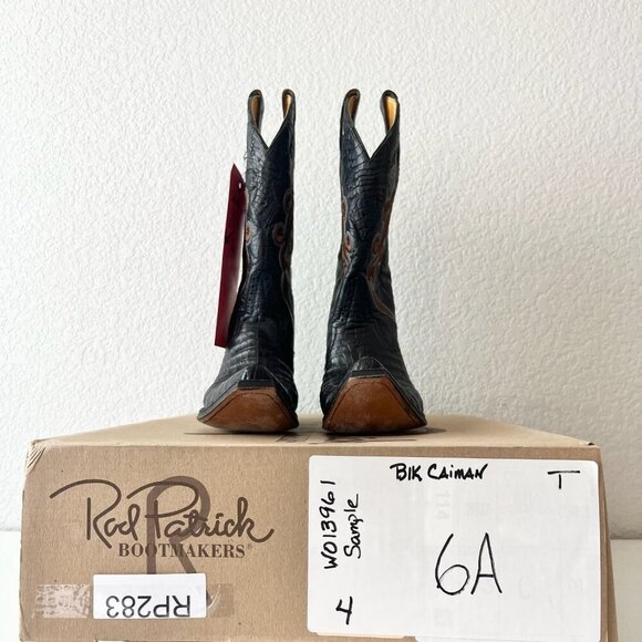 Rod Patrick Womens Cowboy Boots 6A Black Caiman Western Cowgirl Tall Pointed Toe - Picture 11 of 12